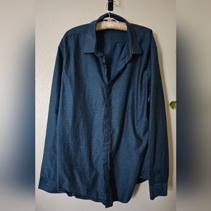 PERRY ELLIS Men's Blue Button Down Long Sleeve Shirt 3XLT